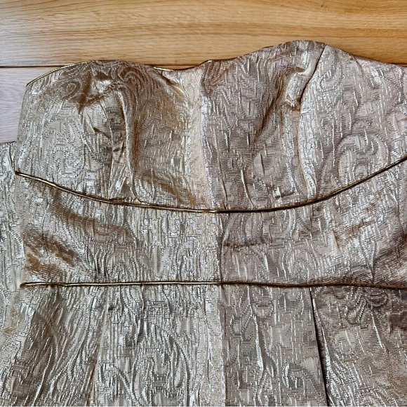 Max and Cleo Strapless Gold Brocade Dress - Picture 3 of 7